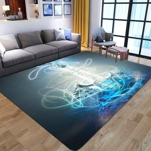 Dreamlike flame guitar printed Soft flannel Carpets For Living Room Home Bedroom Decor Area Rugs Bedside play washable Floor Mat