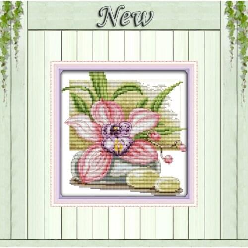 Pink daffodil beauty flowers decor painting counted printed on canvas DMC 11CT 14CT kits Cross Stitch embroidery needlework Sets