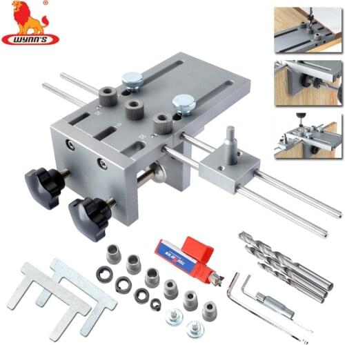 Dowel Jig Set 6 8 10mm Aluminum Alloy Wood Jig Adjustable Hole Drill Guide Woodworking Punch Locator Tool for Carpentry