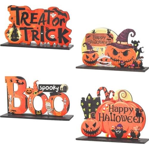 2021 New Halloween Pumpkin Wooden Ornaments Home Party Decoration Supplies Bar Party Scene Layout Decor