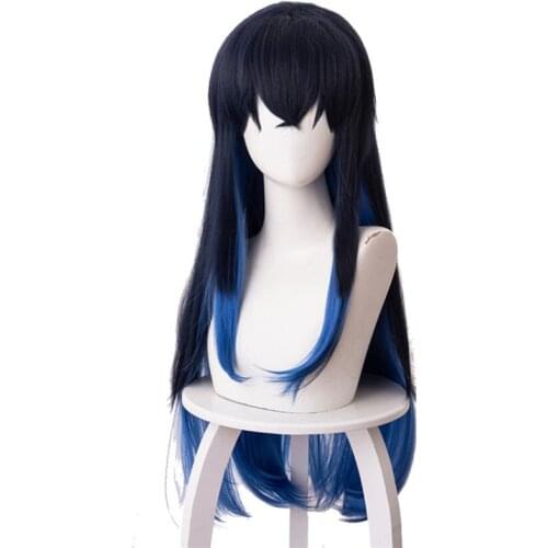Demon Slayer Kimetsu no Yaiba Hashibira Inosuke Cosplay Wig Gradient long straight Hair wig Halloween Carnival costume Wigs