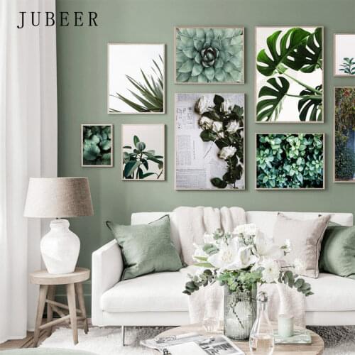 Nordic Style Green Art Plant Nature Wall Art Canvas Painting Nordic Posters and Prints Wall Pictures for Living Room Home Decor