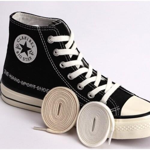 1Pair Flat Shoelaces Canvas Sneakers Sports Shoes Laces Classic Women And Men Shoelace Solid Double Flat White Black Shoelaces