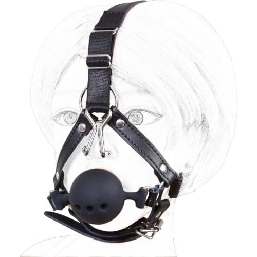 CamaTech Silicone Big Hollow Gag Balls With Metal Nose Hook BDSM Large Open Mouth Gag Erotic Slave Bondage Head Harness Sex Toys