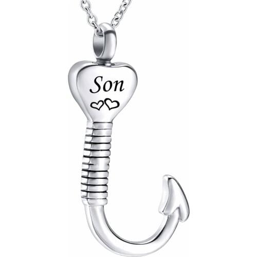 Urn Necklace for Ashes Heart Shape Fish Hook Fashion Cremation Jewelry Urn Pendant Keepsake Memorial Ashes Jewelry