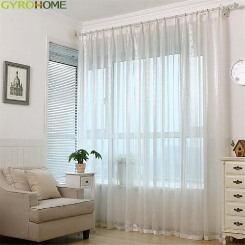 White Window Screening Tulle High-grade Jacquard Stripe Luxury Curtains for Living Room Balcony Sheer Drapes