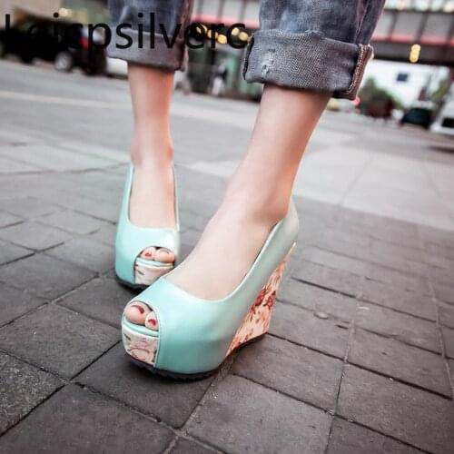 Womens Sandals summer new style fashion Color matching Fish mouth Open toe Wedge High heel Womens shoes plus size 33-42