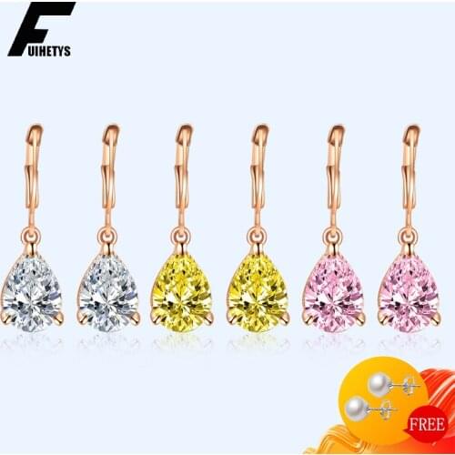 Bali Jelry Charm Earring for Women 925 Silver Jewelry Water Drop Shape Pink Zircon Gemstone Fashion Earrings Wedding Accessories