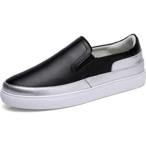 2019 Korean Fashion Comfy Genuine Leather Flats Slip on Loafers Shoes for Women Mocasines Femme Mujer White Black Shoes Woman