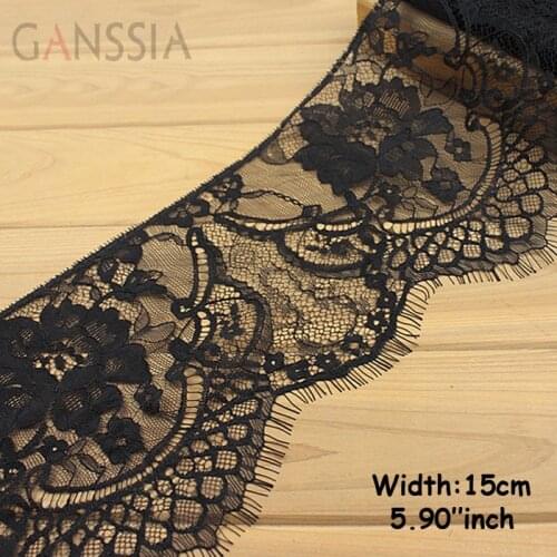 3yards/lot Width:15cm Black & White Flower Design Trim Ribbon Lace ,Wedding Lace For DIY, Handmade Sewing garment (ss-497-1)