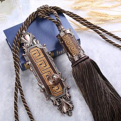 4Pcs/Set Luxury European Curtain Accessories 2 Curtain Tiebacks with 2 Hooks Curtain Tassels Curtain Tiebacks Bandages Brushes