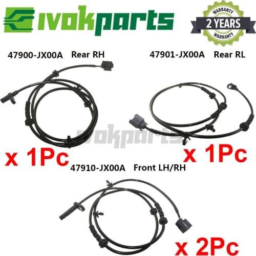 4PCS A Set Front Rear Left & Right ABS Wheel Speed Sensor For Nissan NV200 NV 200 1.5 1.6 dci 16V 47910-JX00A 47901-JX00A 47900