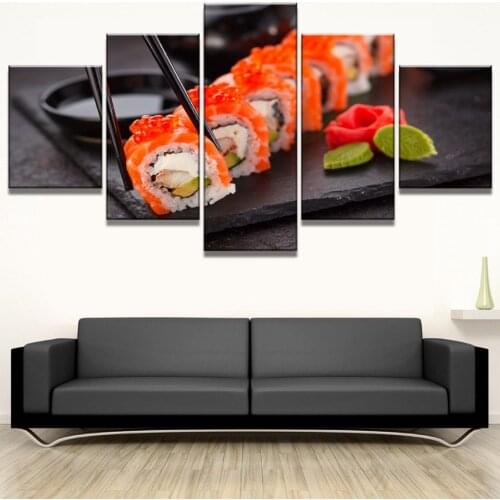 Canvas Pictures Kitchen Wall Art 5 Pieces Japan Delicious Sushi Painting For Living Room Prints Food Poster Home Decor No Frame