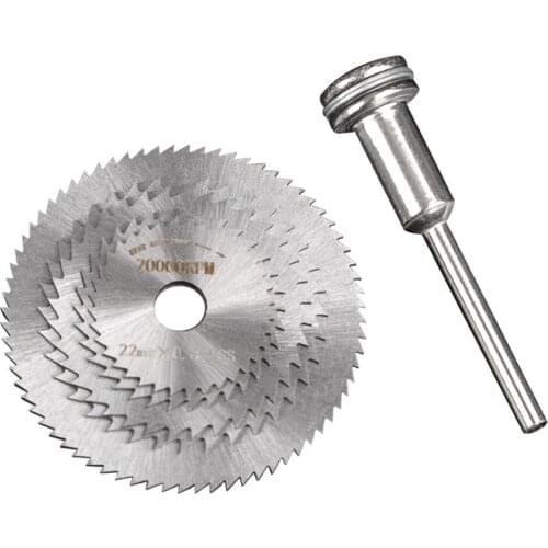 5pcs Sharp Circular Electric Saw Blade with Mandrel Wood Plastic HSS Cutting Disk Grinding Machine Rotary Drill Tool Accessories