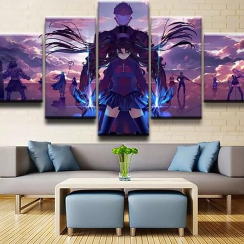 5 Pieces Fate Stay Night Pictures Wall Artwork Modular Anime Poster Painting Canvas For Living Room Decoration