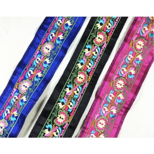 Miao embroidery satin fabric lace trim dress collar ribbon tape webbing ethnic tribal nepal thai india boho DIY accessory gypsy
