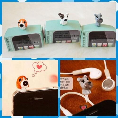 Free shipping Anti-dust plugs 3.5mm Earphone Headphone Cap Charm Dog mini figures PVC toys anime phone cable decoration gifts