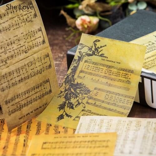 Chzimade 16Pcs/lot Retro Music Book Pages Vellum Paper For Diy Journal Planner Scrapbooking Decorative Paper Crafts