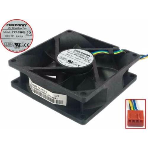 Foxconn PVA080G12QP01-AD DC 12V 0.65A 4-wire 80x80x25mm Server Cooling Fan