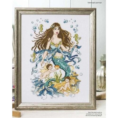 2021 Gold Collection Embroidery Sea Mermaid Pusheen Diy Cross-stitch Kit with 100% Cotton Flosses & Free Shipping for Wall Decor