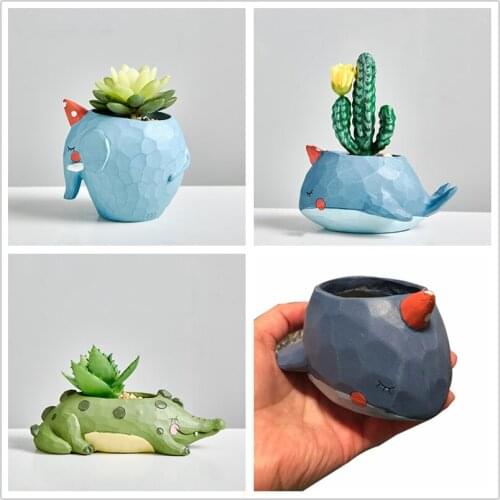 Creative Cartoon Animal Succulent Plant Flower Pot Landscape Bonsai Plant Pot Planter Garden Decoration