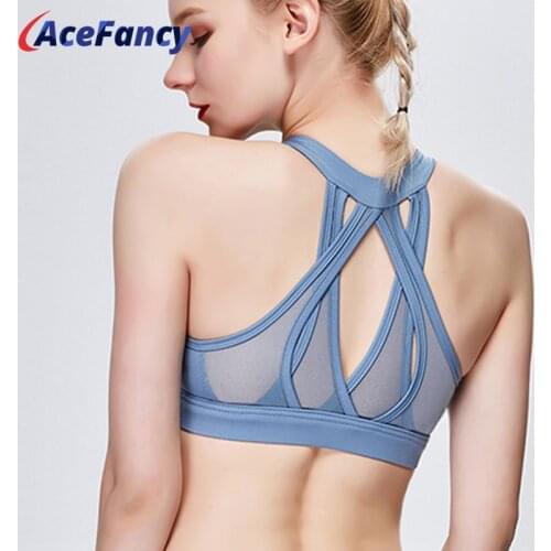 Acefancy Sexy Crop Top Workout Quick-Dry 18-126 Cross Strap Back Fast Dry Running Sport Bra Push Up Womens Yoga Crop Top