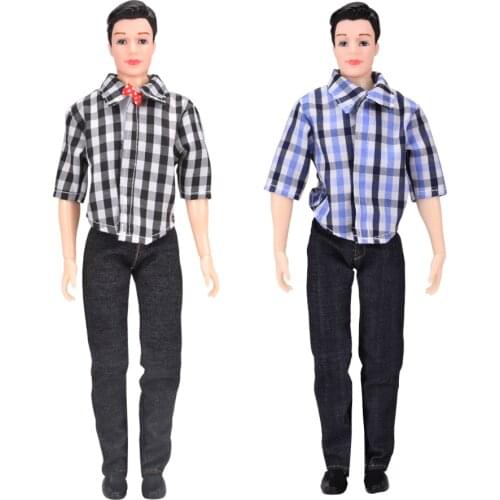 1PC Ken Boy Doll With Clothes Suit DIY Toys For Children Dolls With Casual Wear Plaid Jacket Pant Outfit Joints Doll