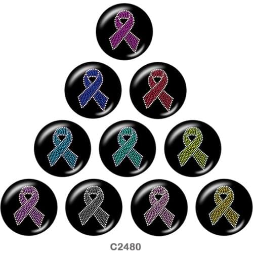 Ribbon Round glass cabochon Fridge stickers snap button jewelry 10pcs/set C2480