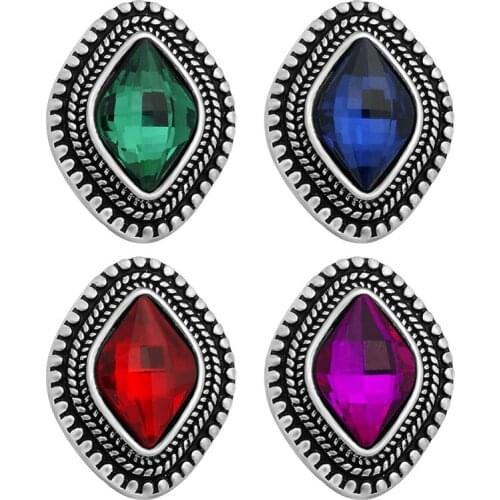 New Beauty rhombus pattern rhinestone Colorful 20MM snap buttons for snap jewelry wholesale KZ3243