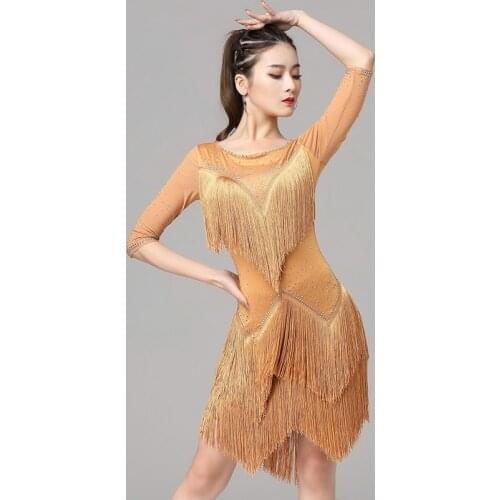 Summer Latin Dance Clothing Tango Dancewear Performance Stage Costume Fringe Samba Competition Dresses For Female VDB3644