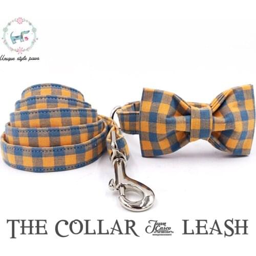 The Orange Plaid Dog Collar And Leash With Bow Tie Dog Training Collar And Leash