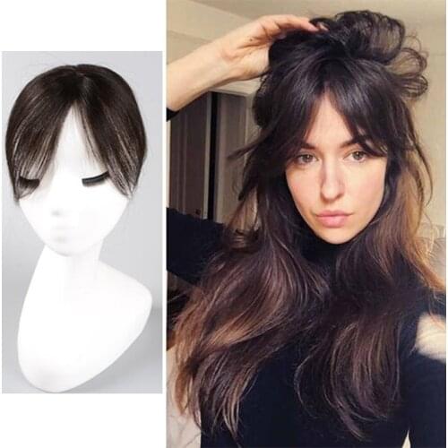 Brazilian Human Hair Top Piece Closure Toupee Straight Non-Remy Hair Natural Black dark brown Toupee Hair clips for women