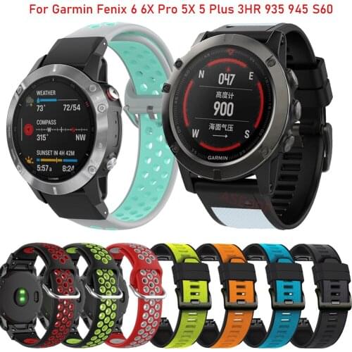 26 22 MM Watchband For Garmin Fenix 6 6X Pro 5 5X Plus 3HR forerunner 945 Silicone Quick Release Watch Easyfit Wrist Band Strap