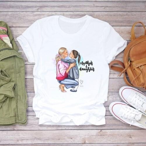 O-neck Short Sleeve Tshirt Harajuku Printed T shirt Mother daughter Graphic Tee Shirt Female 2021 New Hot Womens T-shirt