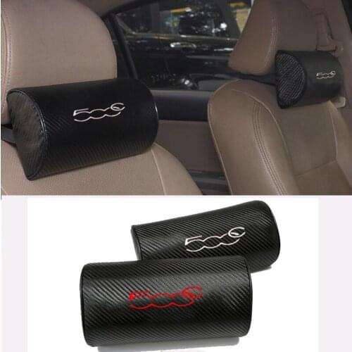 Carbon Fiber Texture PU leather Auto Car Seat Head Neck Rest Cushion Neck Support Safety Pillow Headrest Pad For Fiat 500c