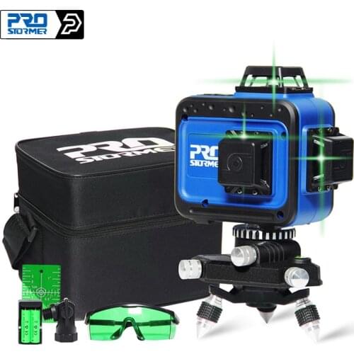 PROSTORMER 12 Lines 3D Green Laser Level USB Charger Self-Leveling Horizontal And Vertical Cross Lines Laser Level