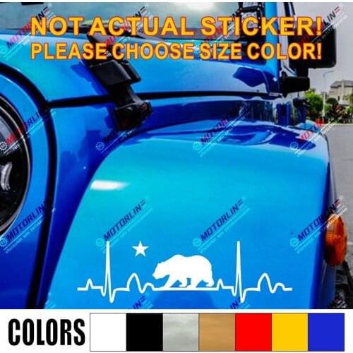 Heart Beat California Bear Decal Sticker Car Vinyl Cali Flag pick size color die cut no background