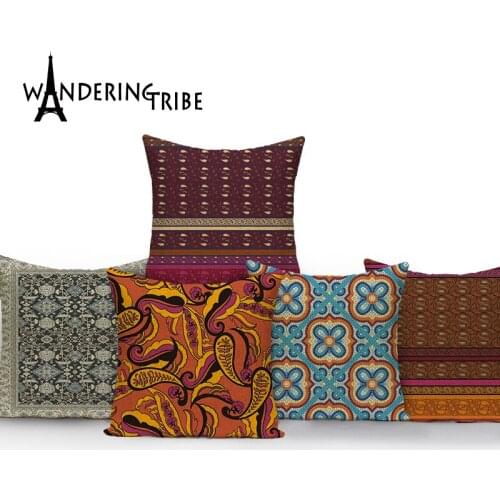 Vintage Floral Pillowcases Sofa Cushions Scandinavian Decor Pilow Case Geometry Throw Pillow Linen 45x45 Pillows for Living Room