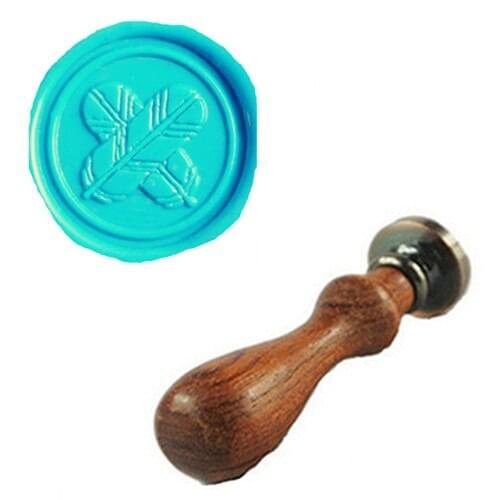 Vintage Fancy Feather Cross Custom Picture Logo Wedding Invitation Wax Seal Sealing Stamp Rosewood Handle Set