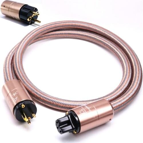 XSSH audio Heavy AC US EU IEC plug OFC Pure Copper Plated Gold Aluminium alloy Shell 20mm OFC power extend Cable Cord