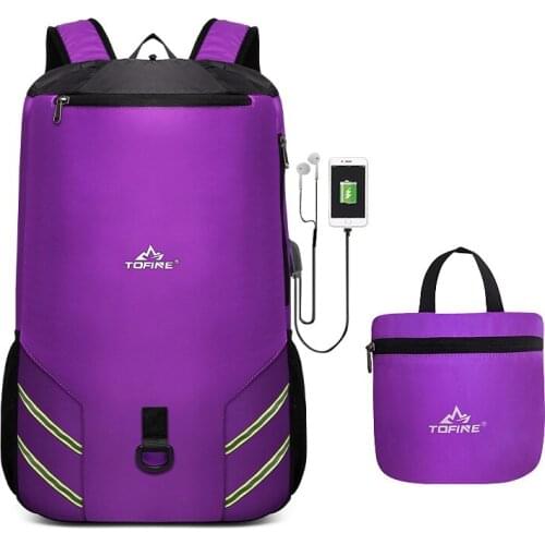 Female 28L Hiking Mountaineering Bag Men Camping Trekking Backpack Ultralight USB Blosa Outdoor Folding Travel Backpack