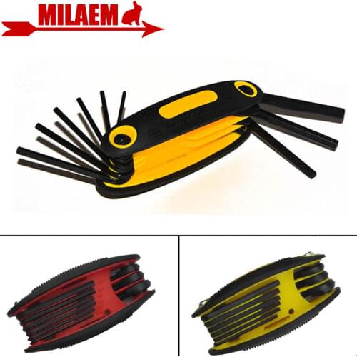 1pc Archery Allen key Set Hex Wrench Steel Multifunctional 9 in 1 Folding Compound Bow Hunting Accessories