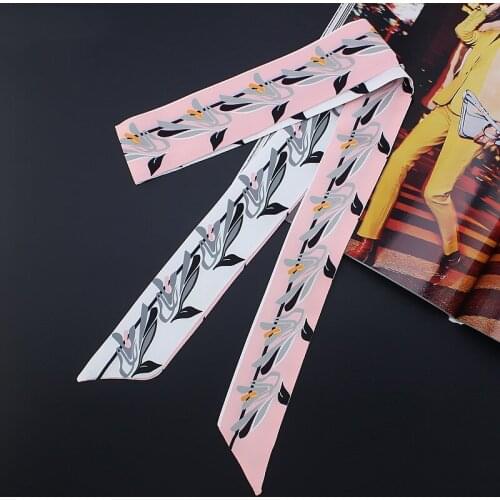 120*5cm Lace-up Bag Handle Silk Scarf Small Ribbon Twill Weave Silk Korean-Style All-match Small Neckerchief Women