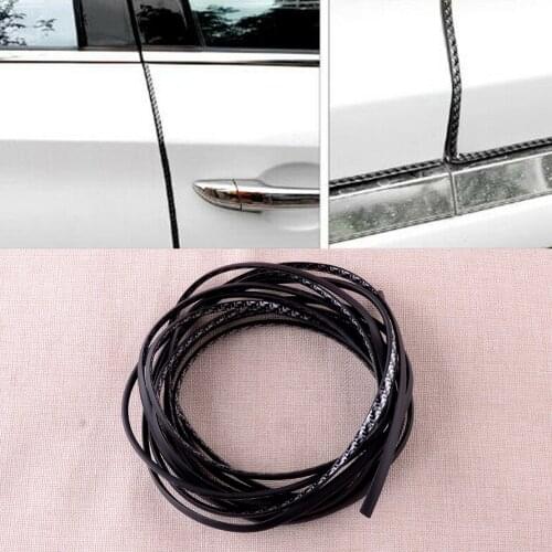 16Ft (5M) U-Shape Black Carbon Fiber Texture Universal Car Door Moulding Rubber Scratch Protector Strip Edge Guard Trim