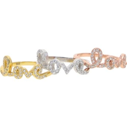 2021 Romantic Letter LOVE Rings for Women 100% 925 Sterling Silver Delicate Bling Cubic Zirconia Lover Ring For Valentines Gift
