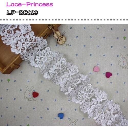 3 yards 9CM white Polyester organze embroidery Lace DIY skirt hem costumes Accessories Sewing Edge Wedding lace trim DB023