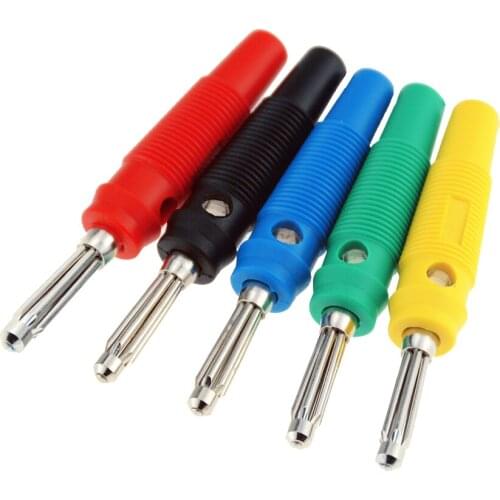5PCS Long Head 4MM Banana Plug Audio Speaker Connectors Amplifier Speaker Binding Post Jack Plug For Cable Terminals