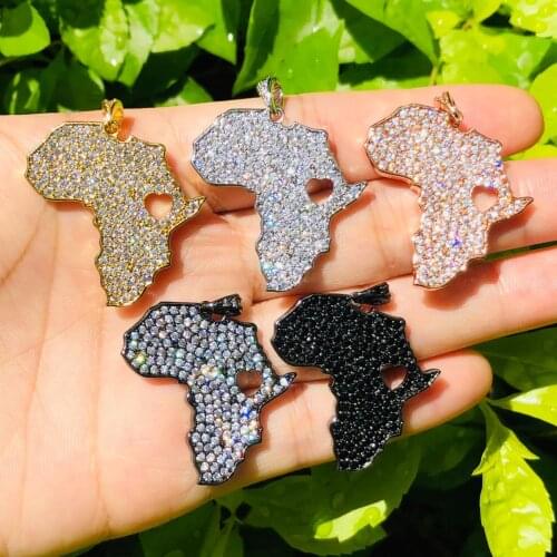 5pcs Love Africa Charm for Women Bracelet Necklace Making Gold Plated Bling Pendant for Handcrafted Jewelry Accessory Wholesale