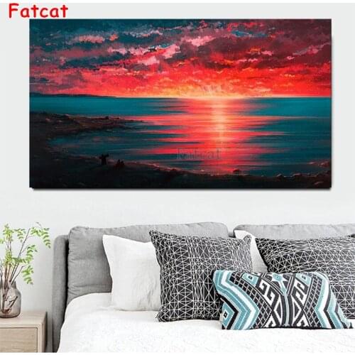 Diamond Embroidery Abstract sunset sea landscape Picture Diamond Painting Full Square round drill Mosaic Cross Stitch Art PP2026