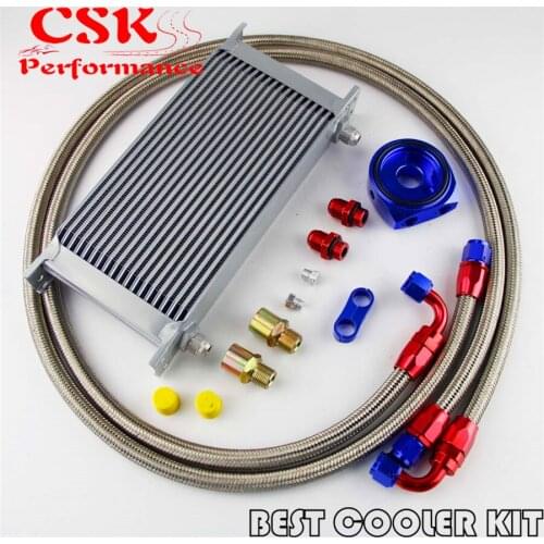 AN-8AN 19 ROW UNIVERSAL ENGINE TRANSMISSION OIL COOLER + FILTER SANDWICH ADAPTER